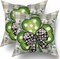 St Patricks Day Pillow Covers 18x18 Set of 2 Watercolor Green Lucky Clover Shamrock Grey Buffalo Plaid